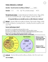 Identifying Rational and Irrational Numbers
