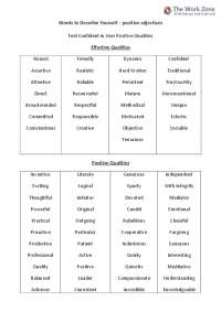 List of Positive Qualities and Adjectives to Describe Oneself