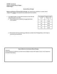 Constant Rate of Change: Determining Proportionality between Quantities