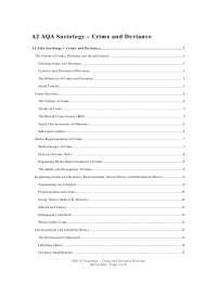 A2 AQA Sociology – Crime and Deviance