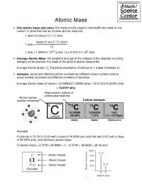 Calculating Atomic Masses from Isotopic Composition