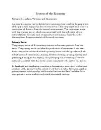 Economic Sectors: Primary, Secondary, Tertiary, and Quaternary