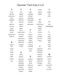 Character Traits from A to Z: A Comprehensive List