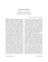 Adorno and Horkheimer's Critique: Culture Industry's Deceptive Enlightenment