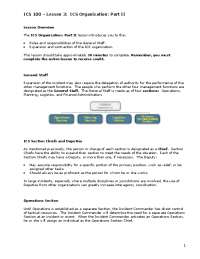 ICS Organization: Part II - General Staff Roles in Incident Management