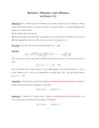 Relative Maxima and Minima sections 4.3