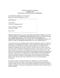 SEC Exemption for Aston Funds & Asset Management under Investment Company Act