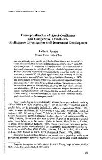 Sport-Confidence Trait, Competitive Orientation, and State: A Relationship