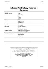 Edexcel AS Biology Teacher 1 Contents