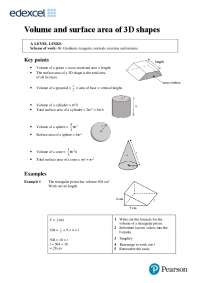 Volume and surface area of 3D shapes
