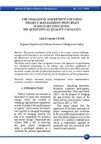 Using Project Management Principles in Military Education: A Quality Catalyst