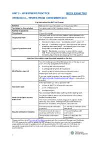 UNIT 2 – INVESTMENT PRACTICE MOCK EXAM TWO ...