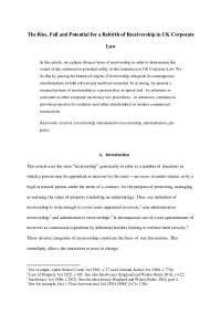 The Rise, Fall and Potential for a Rebirth of Receivership in ...