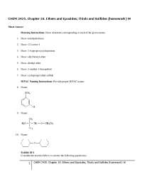 CHEM 2425. Chapter 18. Ethers and Epoxides