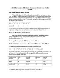 Understanding Decimal, Binary and Hexadecimal Number Systems