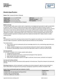 Contextual Studies 1 (Popular) Module Specification