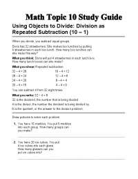 Using Objects to Divide: Division as Repeated Subtraction (10