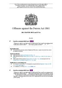 Offences against the Person Act 1861 - Section 47: Assault Occasioning Bodily Harm