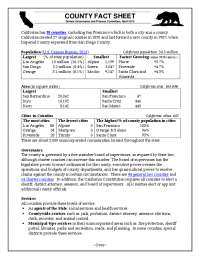 California Counties Fact Sheet: Governance, Population, and Services