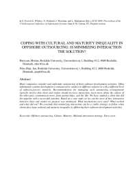 Reducing Interaction in Offshore Outsourcing: A Strategy for Cultural & Maturity Gap