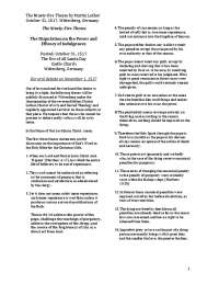 The Ninety-five Theses by Martin Luther October 31, 1517 ...