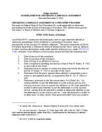 Judge Karlin's Guidelines for Obtaining a Default Judgment in Bankruptcy Proceedings