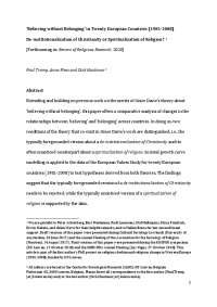 Decline of Christian Religion & Rise of Spirituality: European View