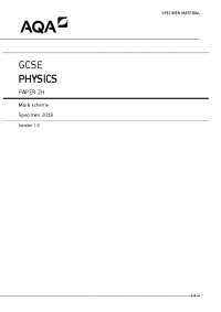 GCSE Physics Paper 2H Specimen Material: Mark Scheme for Question-Answers