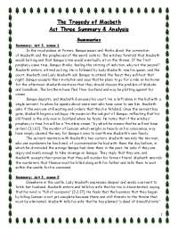 The Tragedy of Macbeth Act Three Summary & Analysis