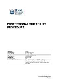 Professional Suitability Procedure: Identifying and Addressing Student Concerns
