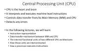 Central Processing Unit (CPU) and Instruction Execution