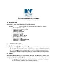 Communication planning template