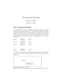 Canonical Ensemble: Statistical Mechanics of Systems in a Heat Bath