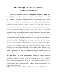 Exploring Non-utilitarian Ethics: Bernard Williams' Ethics and Philosophy Limits