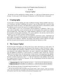 Caesar Cipher 1 Cryptography 2 The Caesar Cipher | Study notes Computer ...