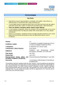Management of Cord Prolapse: A Clinical Guideline