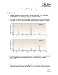 STEM Success Center Chemistry 201: Mass Spectroscopy ... | Study notes ...