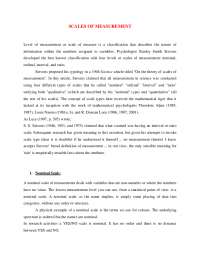 SCALES OF MEASUREMENT