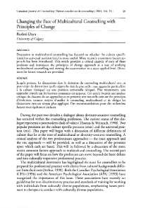 Changing the Face of Multicultural Counselling with Principles ...