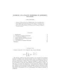 Algebraic and analytic properties of arithmetic functions | Study notes ...