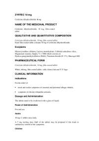 Cetirizine: Composition, Dosage, Warnings, and Adverse Reactions