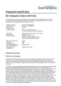 Programme Specification BSc Computer Science (2019-20) | Study notes ...