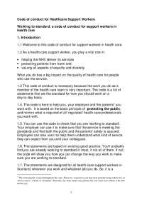 a code of conduct for support workers in health care 1. Intr