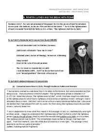 Martin Luther & the Reformation: Study on Salvation, Justification, & Break with Rome