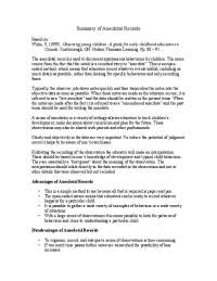 Summary of Anecdotal Records