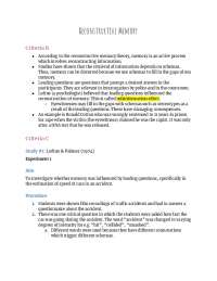Reconstructive Memory: Influence of Leading Questions on Memory Distortion