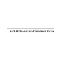 Unit 3: EOC Organizational Structures and Staffing