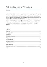 PhD Reading Lists in Philosophy
