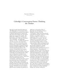 Coleridge's Conversation Poems: Exploring the Interplay of Thought and Inspiration
