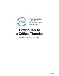 Communicating with Critical Theorists: A Fair Advocacy Toolkit